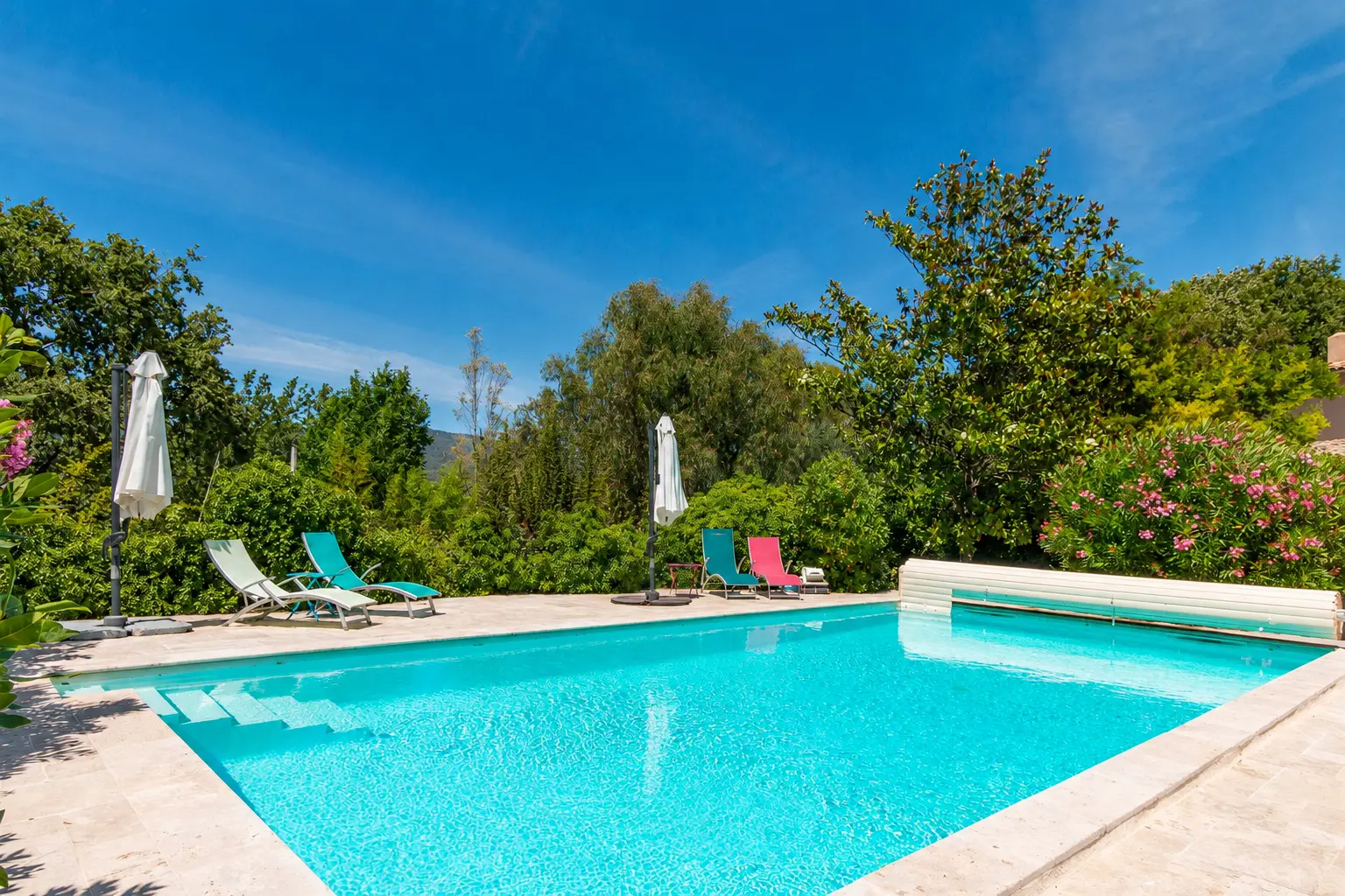 Pool terrace at blue hour